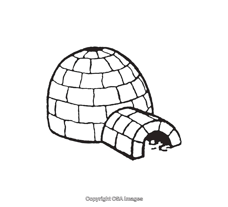 Black and White Line Art Illustration of a Traditional Igloo Structure