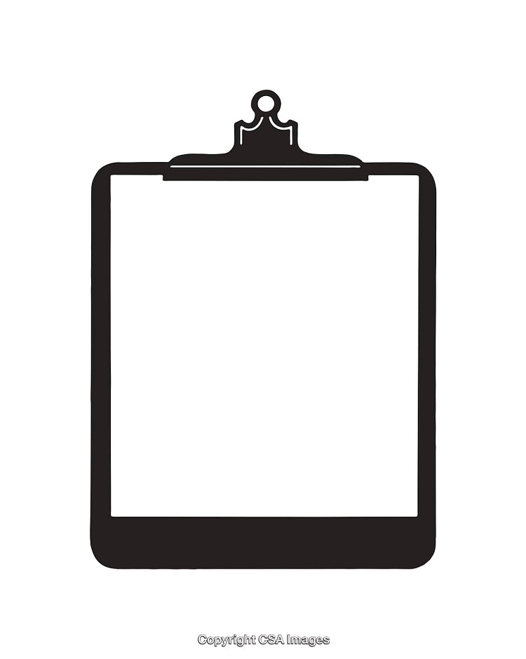 Black and White Minimalist Illustration of a Clipboard