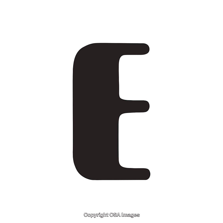 Bold Black Letter E Isolated on White Background