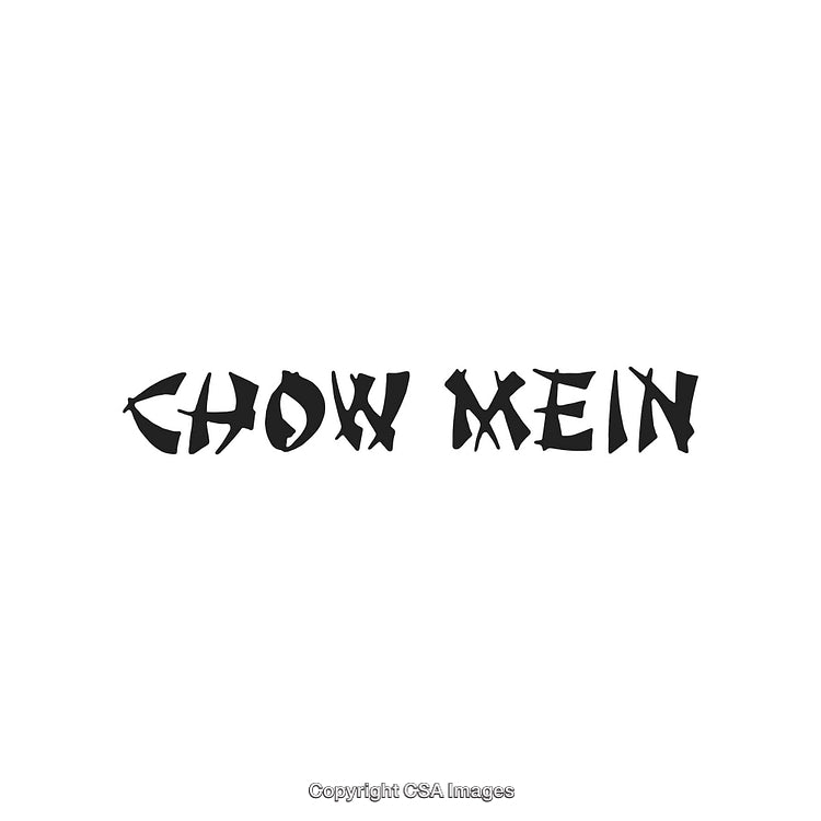 Chow Mein Text Design in Bold Stylized Black Font on White Background