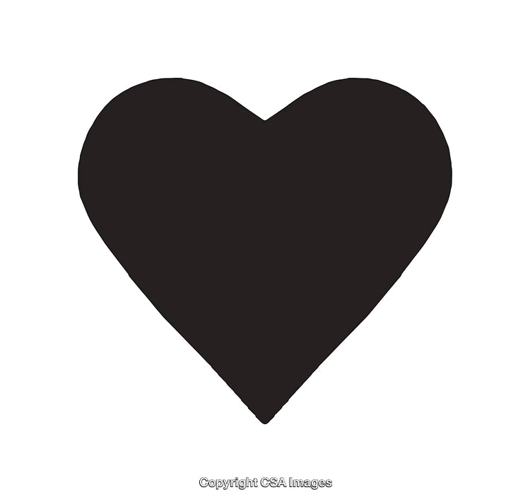 Black Silhouette Heart Shape on White Background Symbolizing Love