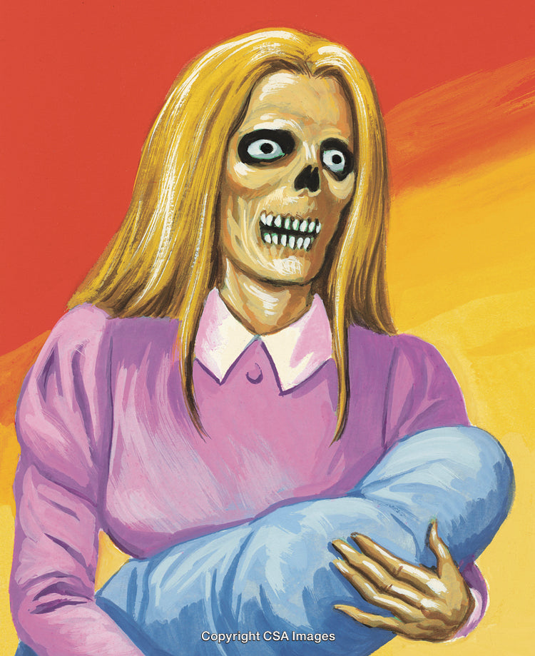 Illustration of a Undead Character Carrying a Cushion in Vibrant Colors