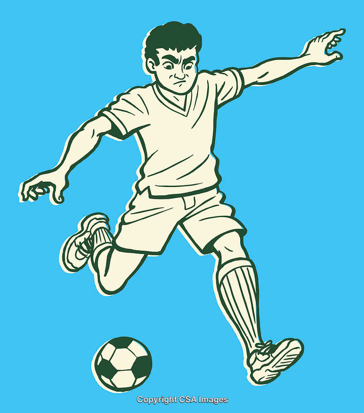 Illustration of a Soccer Player Kicking a Ball in Motion