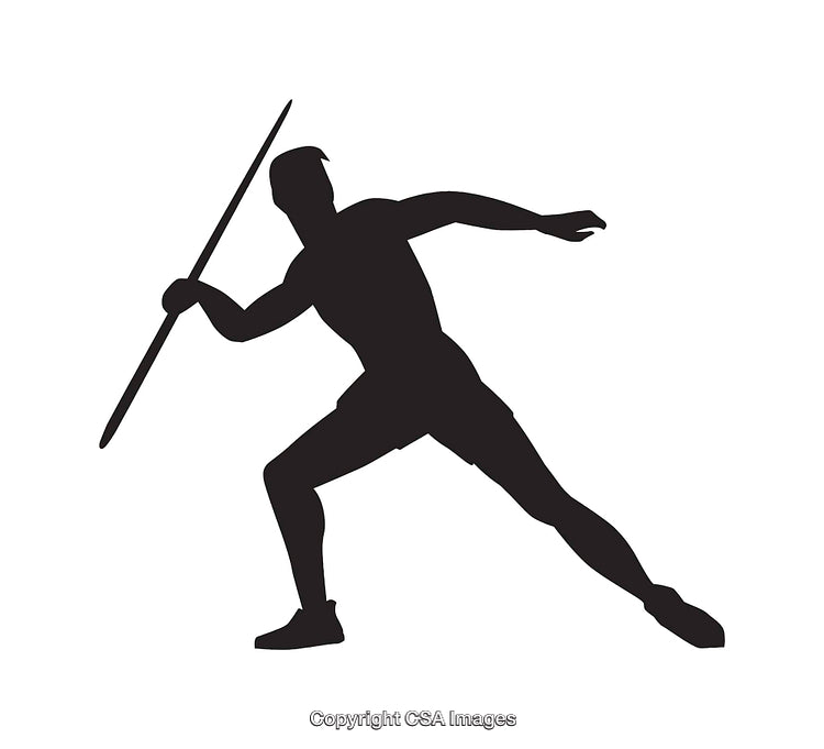 Silhouette of a Javelin Athlete in Motion Captured in Line Art