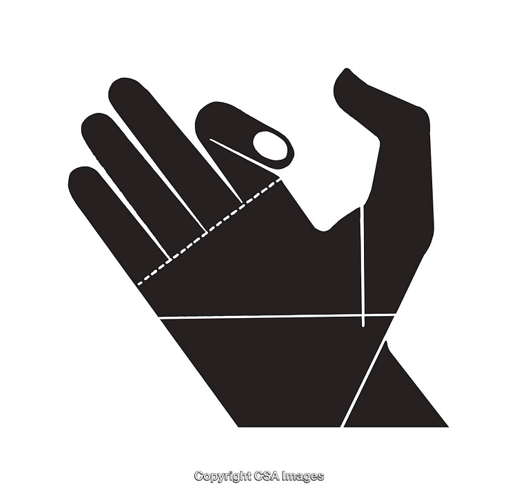 Black and White Line Art Illustration of a Geometric Hand