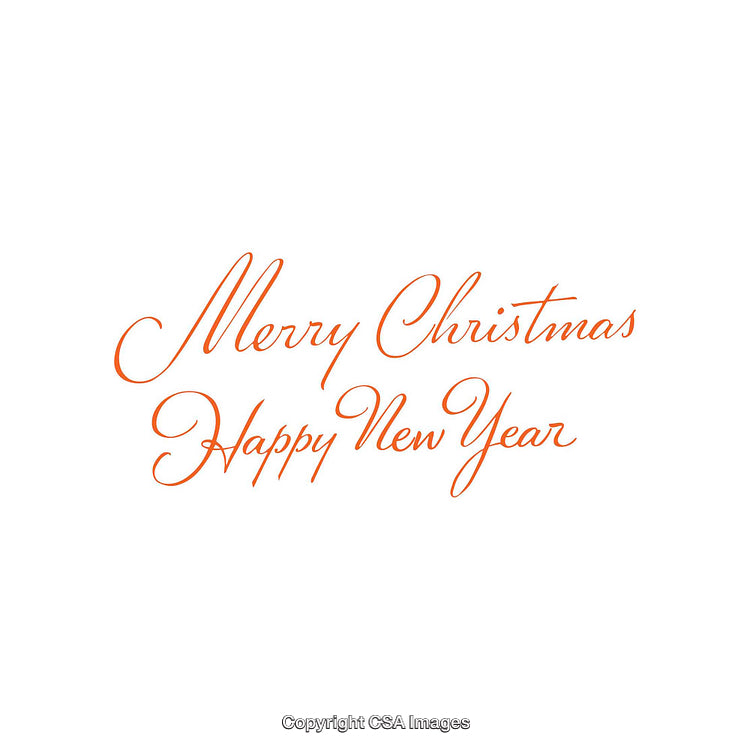 Elegant Orange Typography for Christmas and New Year Greetings on White Background