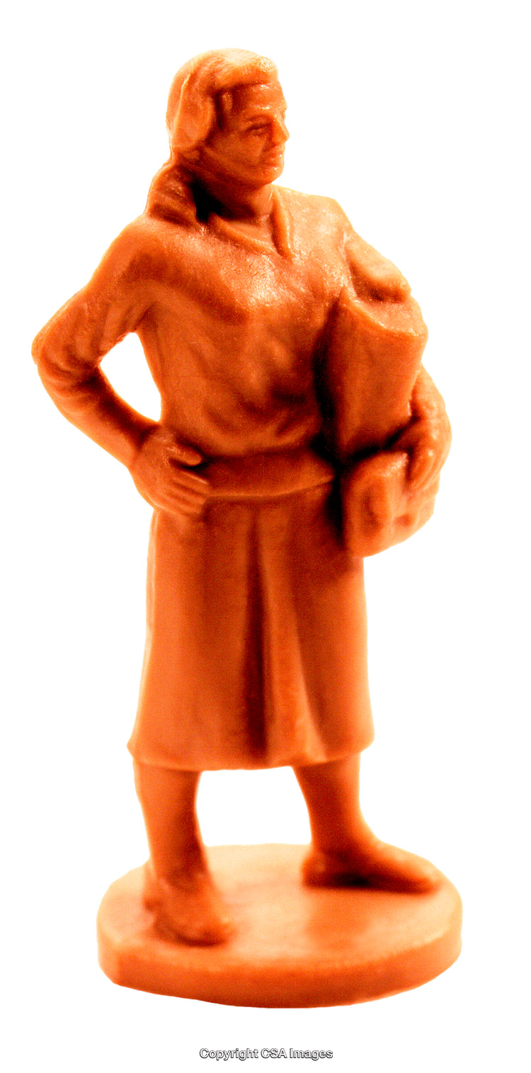 Detailed Miniature Figurine of a Standing Woman with Groceries