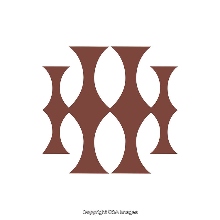 Abstract Geometric Pattern With Curved Brown Shapes on White Background