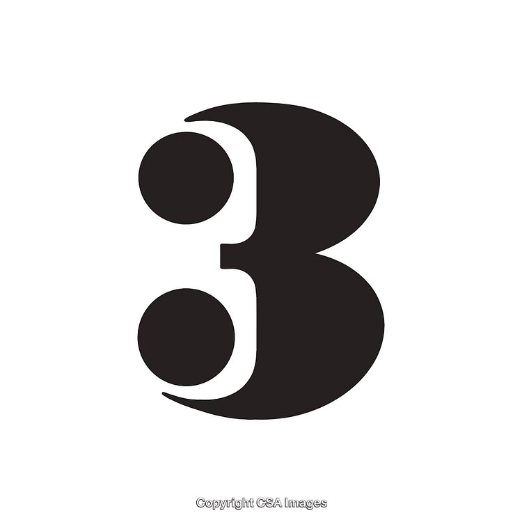 Minimalistic Illustration of the Number Three in Black Style