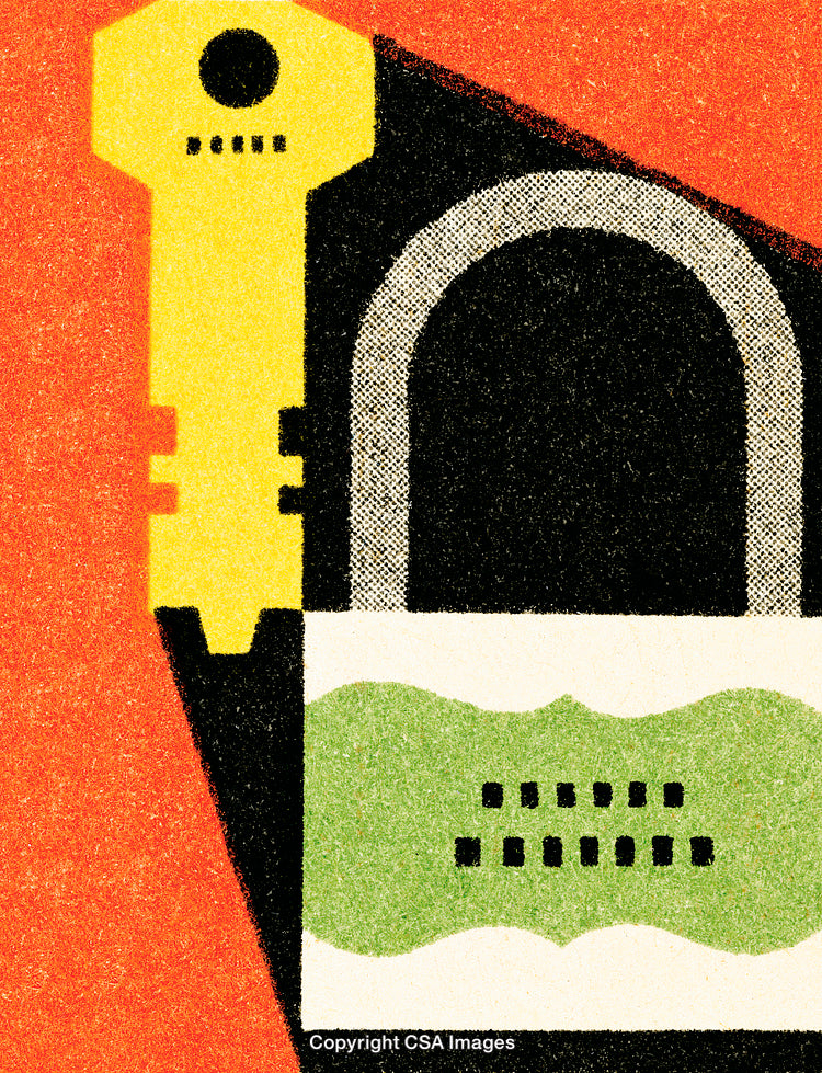 Abstract Key and Padlock Design Representing Security and Access Concept