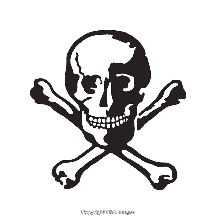 Black And White Skull And Crossbones Illustration Design On White Background