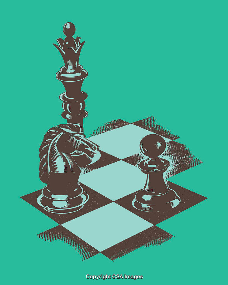 Chess Pieces in Vibrant Line Art on a Turquoise Background