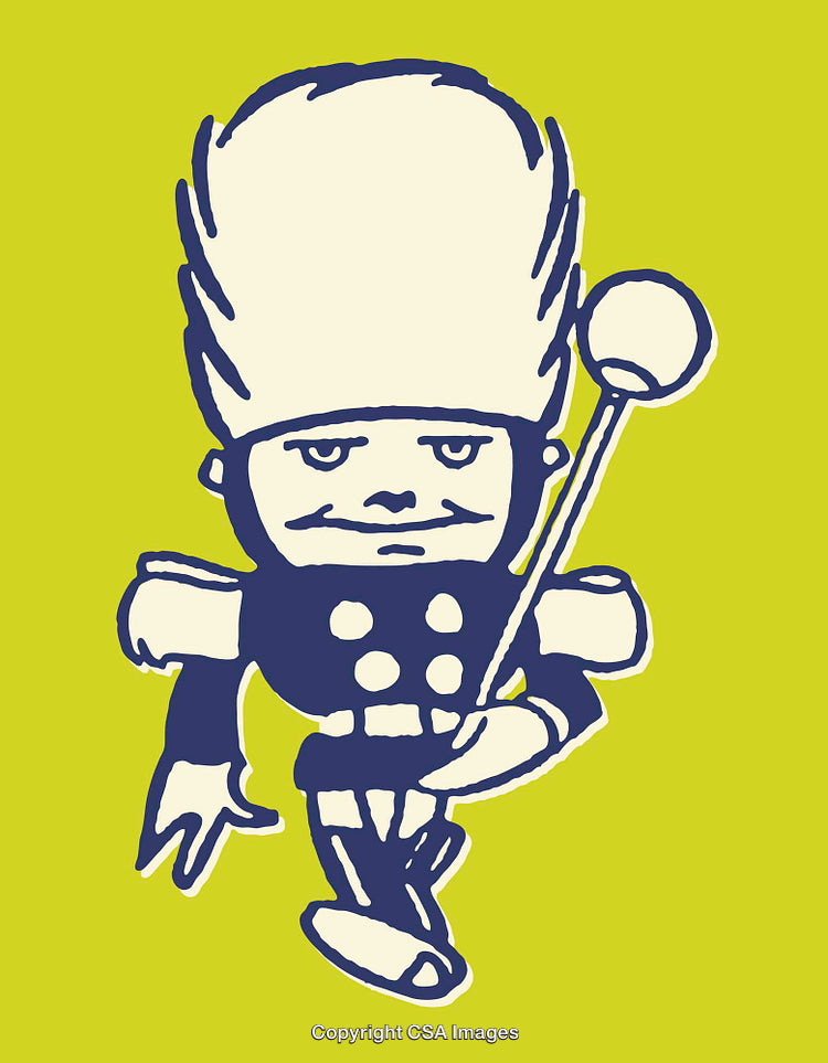 Illustration of a Marching Band Leader in Stylized Line Art