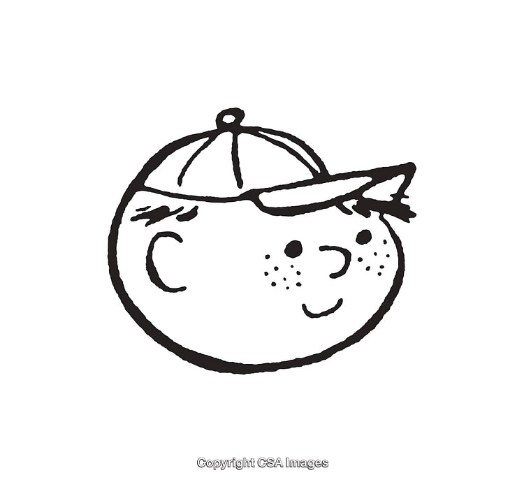 Hand-Drawn Smiling Character in a Baseball Cap Line Art Illustration
