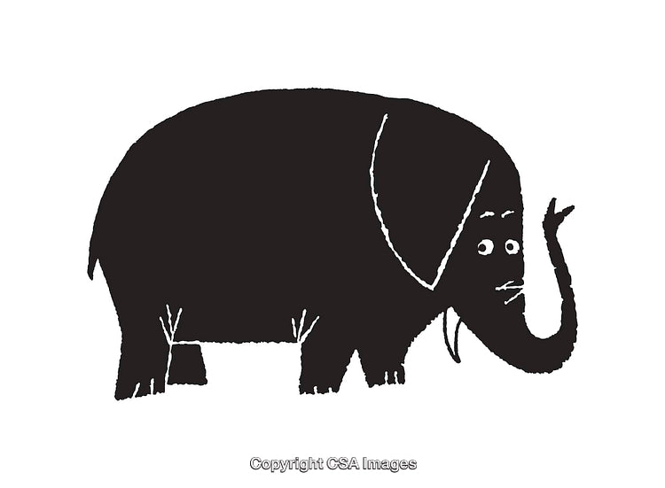 Minimalistic Black and White Illustration of an Elephant
