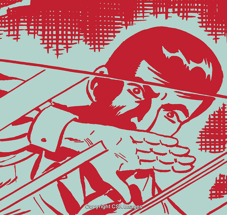 Red Pop Art Illustration Depicting an Anxious Expression in Abstract Style
