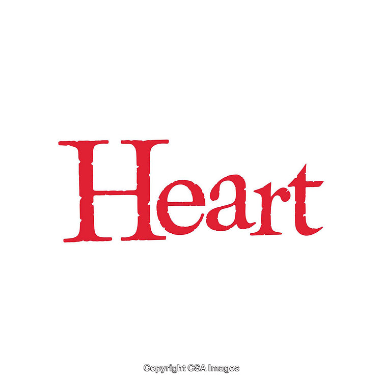 Bold Red Typography Displaying the Word Heart on White Background