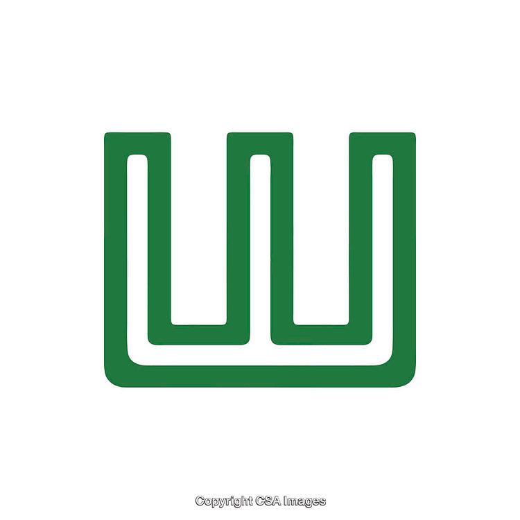 Green Letter W Shaped Symbol on White Background