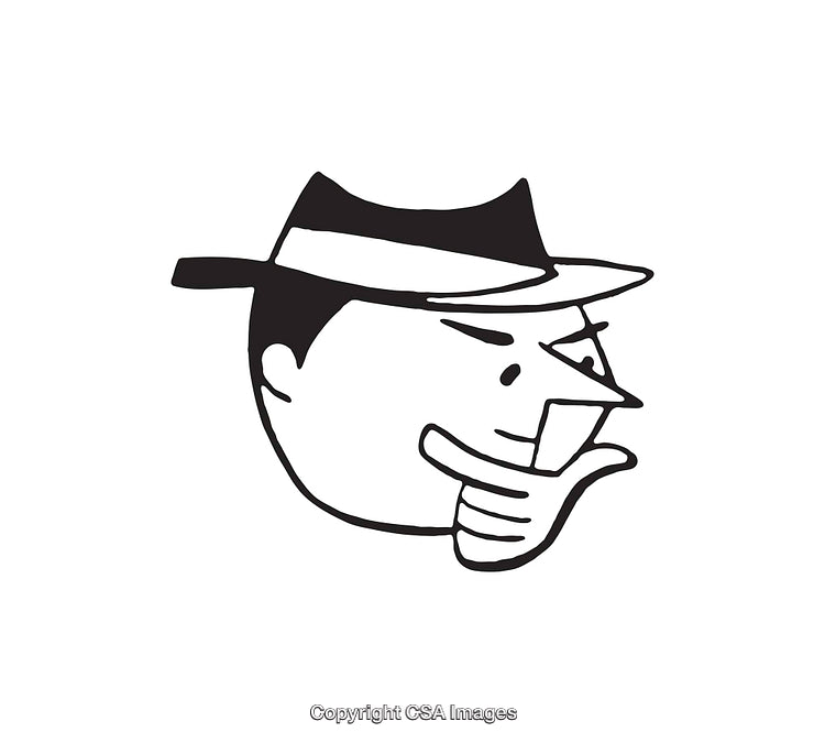 Vintage Cartoon Character Line Art with Distinctive Style