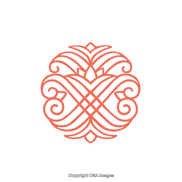 Elegant Floral-Inspired Ornamental Design with Intricate Line Pattern in Coral