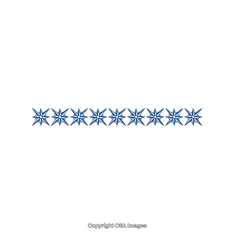 Blue Eight-Pointed Star Pattern as Border on White Background with Repetition