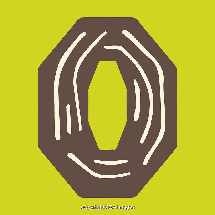 Stylized Letter O with Abstract Patterns on Vibrant Background