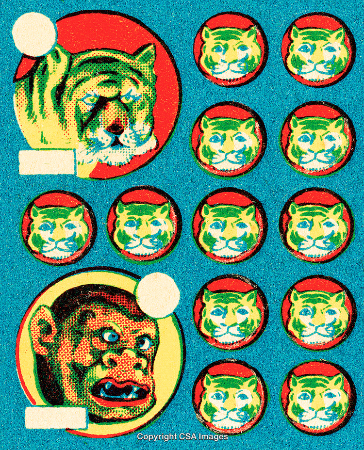 Pop Art Style Animal and Gorilla Illustrations in Vivid Colors