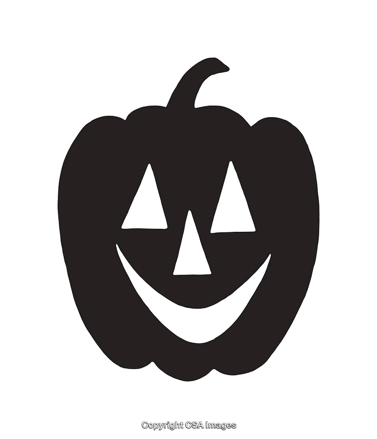 Black and White Silhouette of a Halloween Jack-O'-Lantern Pumpkin