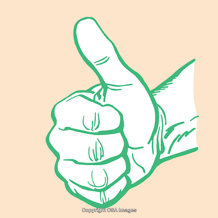 Green Line Art Thumbs Up Illustration on a Peach Background