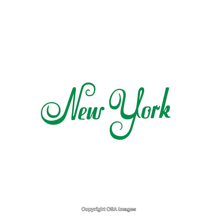 Elegant Green New York Text Isolated on a White Background