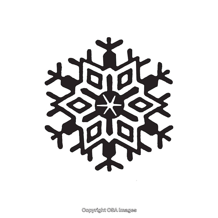 Intricate Black and White Snowflake Design with Symmetrical Patterns