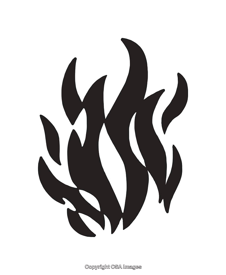 Stylized Black Flames Icon in Minimalistic Design on White Background
