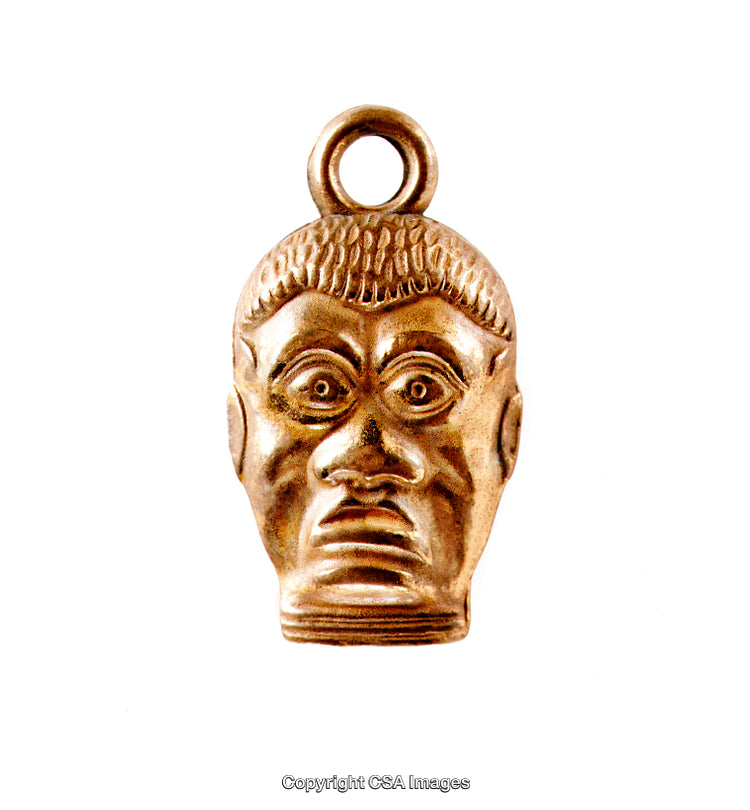 Bronze-Colored Head Pendant in Isolated Close-Up View