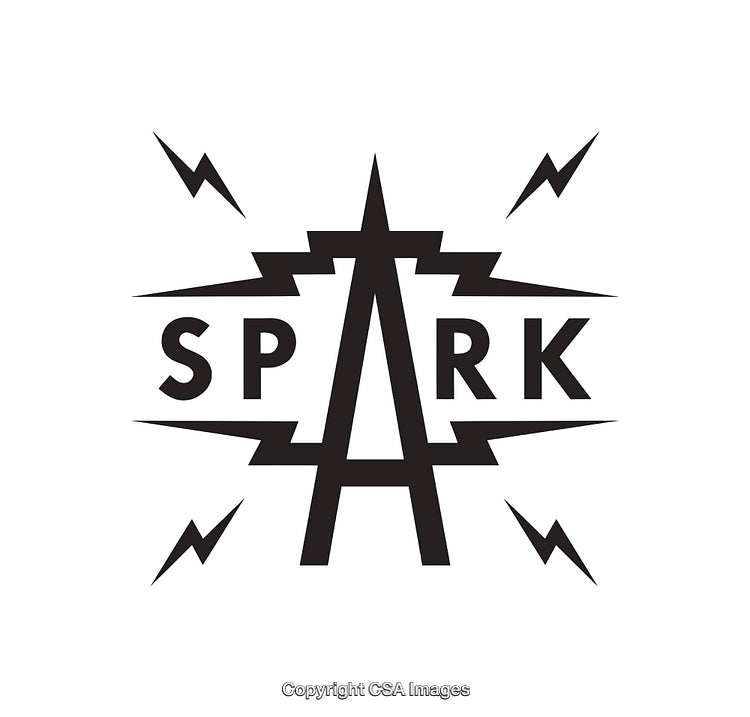 Bold Black and White Spark Logo Design with Electric Theme