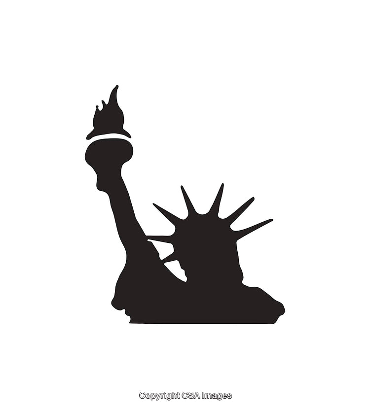Black Silhouette Of The Statue Of Liberty Against A White Background