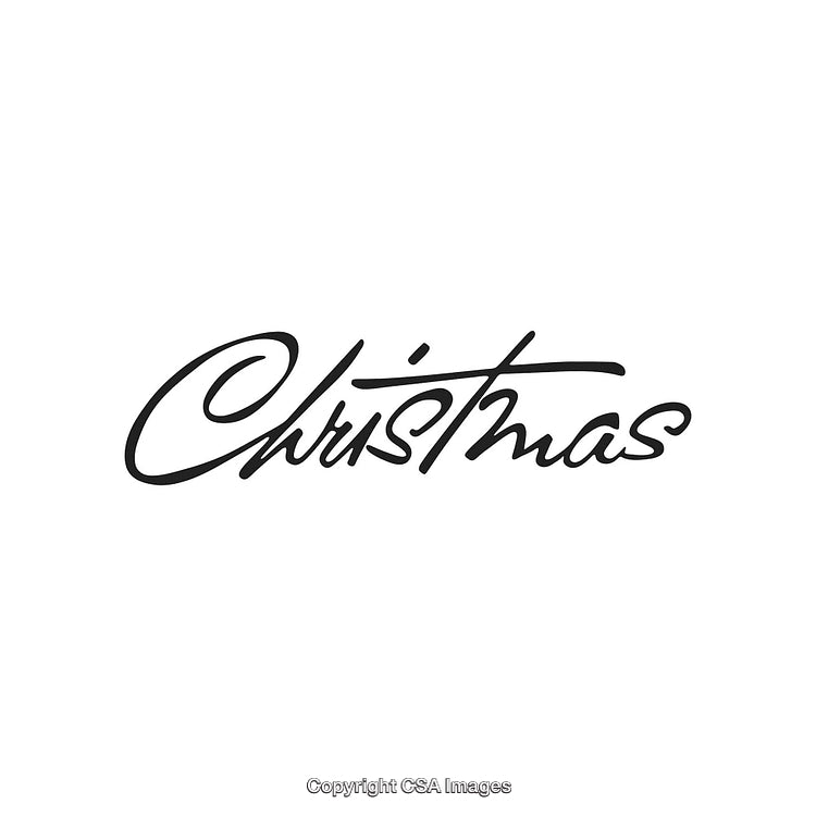 Elegant Script Christmas Text on Clean White Background