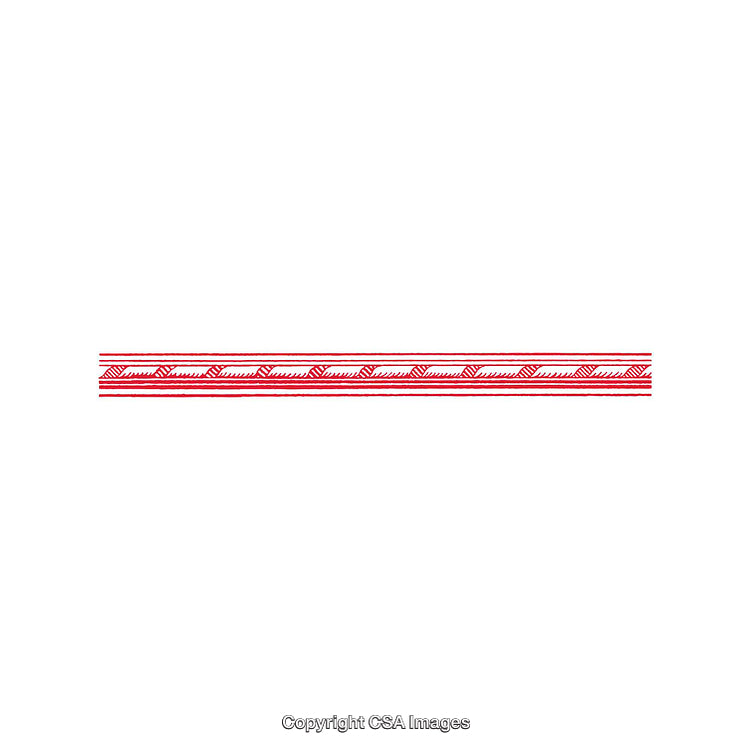 Red Ornamental Stripe With Decorative Elements on White Background