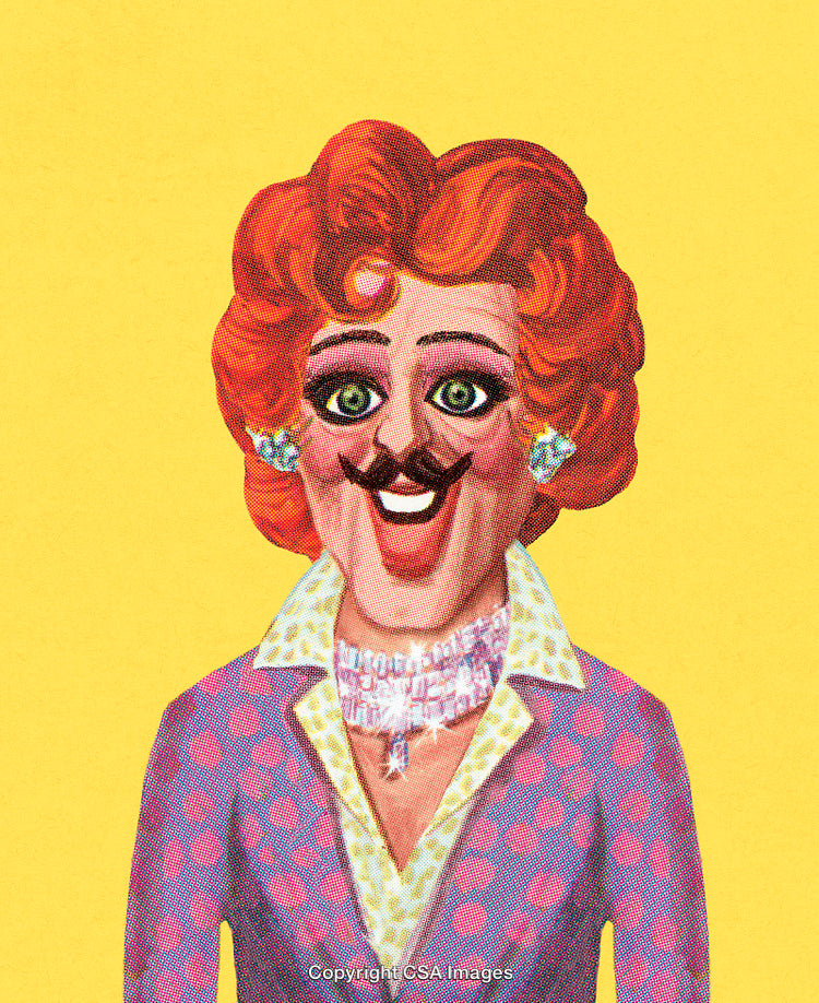 Colorful Illustration of a Retro Style Character on a Vibrant Yellow Background