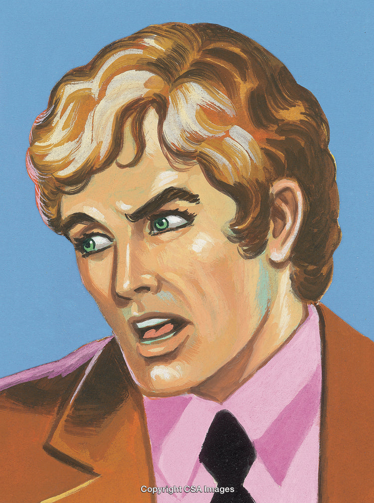 Hand-Drawn Vintage Portrait of a Blond Man in Expressive Style
