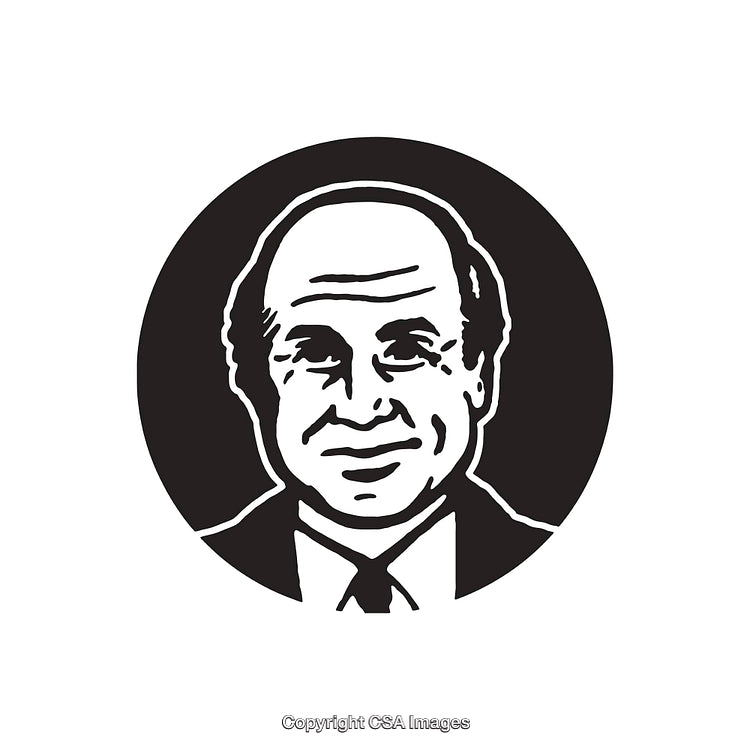 Classic Black and White Portrait Line Art Illustration