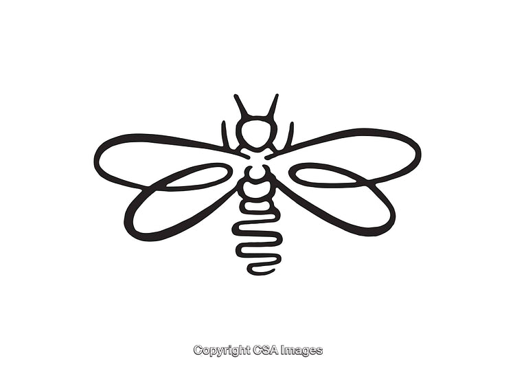 Stylized Black and White Icon of a Bee with Minimalist Design