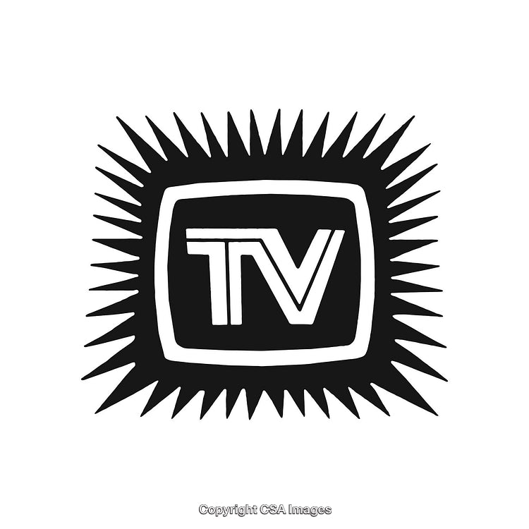 Black and White Television Icon With Radiant Border