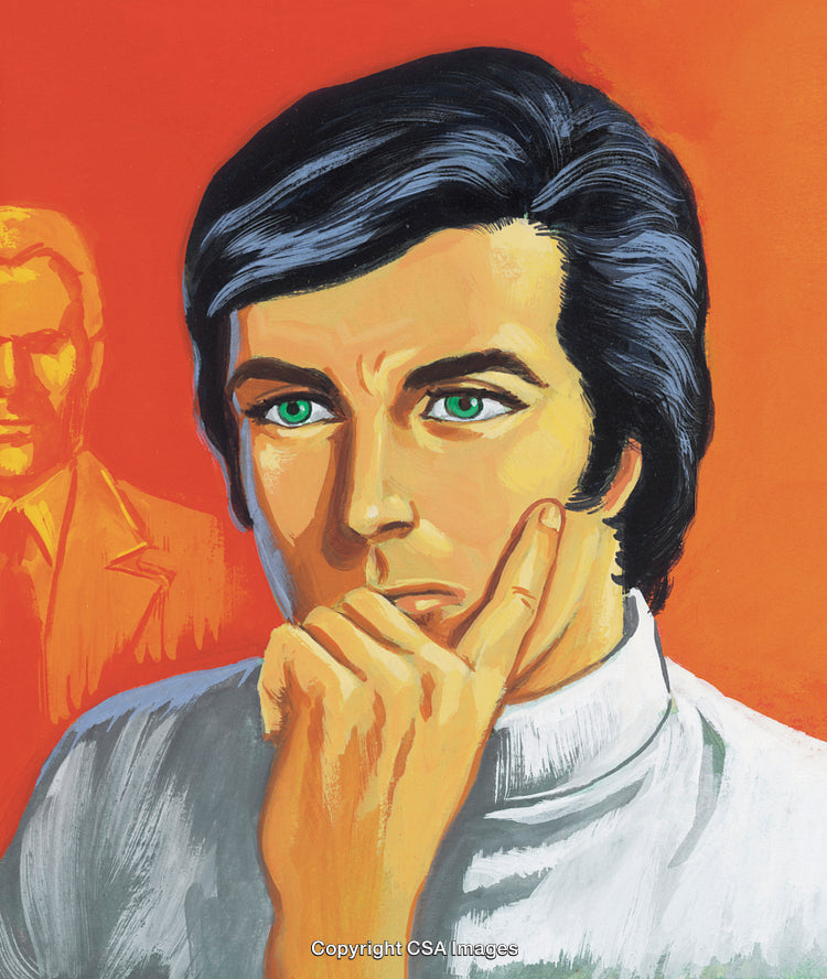 Thoughtful Portrait of a Person Against a Bright Orange Background