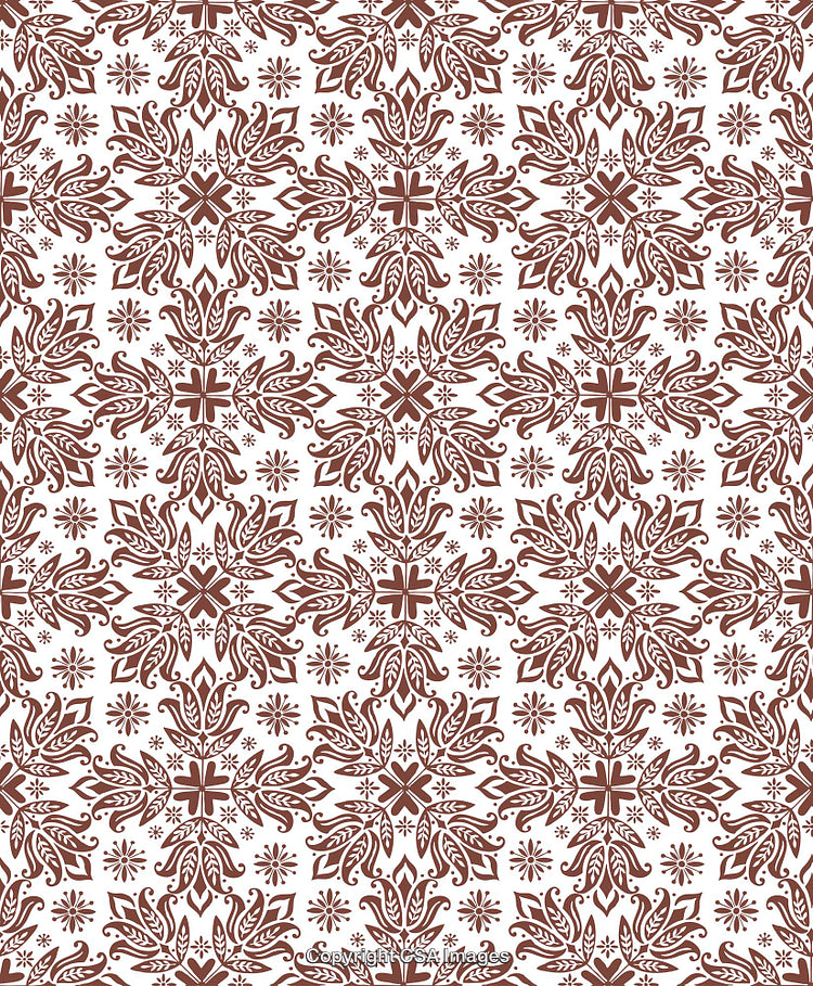 Elegant Brown Floral Pattern on White Background for Decorative Projects
