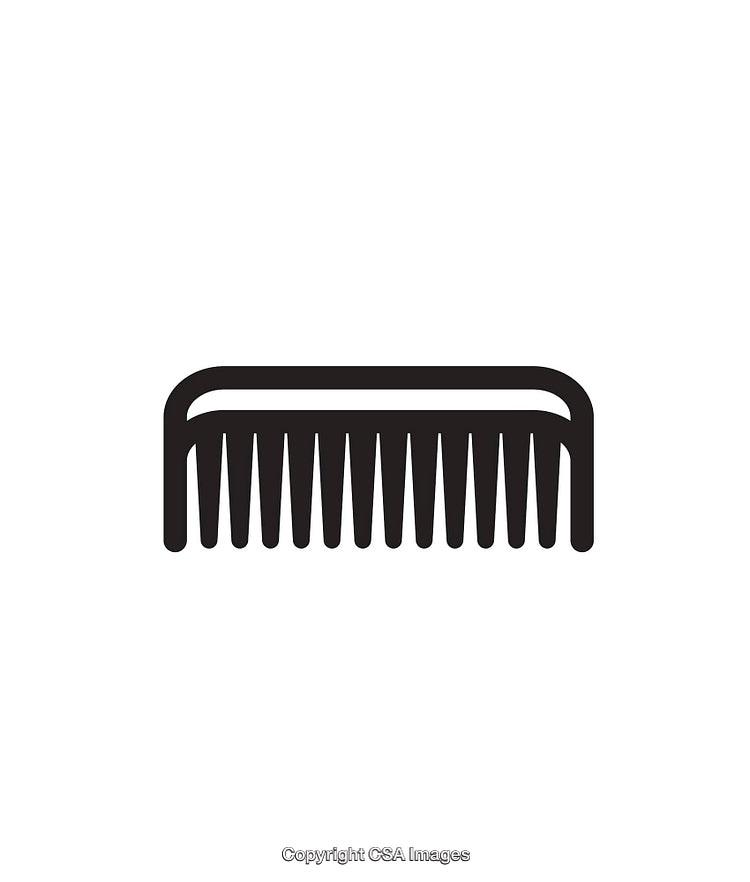 Simple Black and White Icon of a Comb for Design Projects