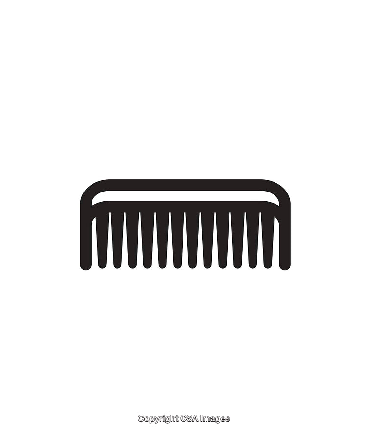 Simple Black and White Icon of a Comb for Design Projects