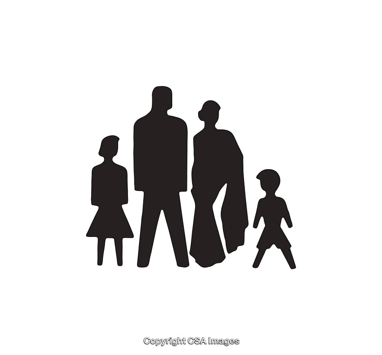 Silhouette Icon of a Family of Four with Minimalist Design