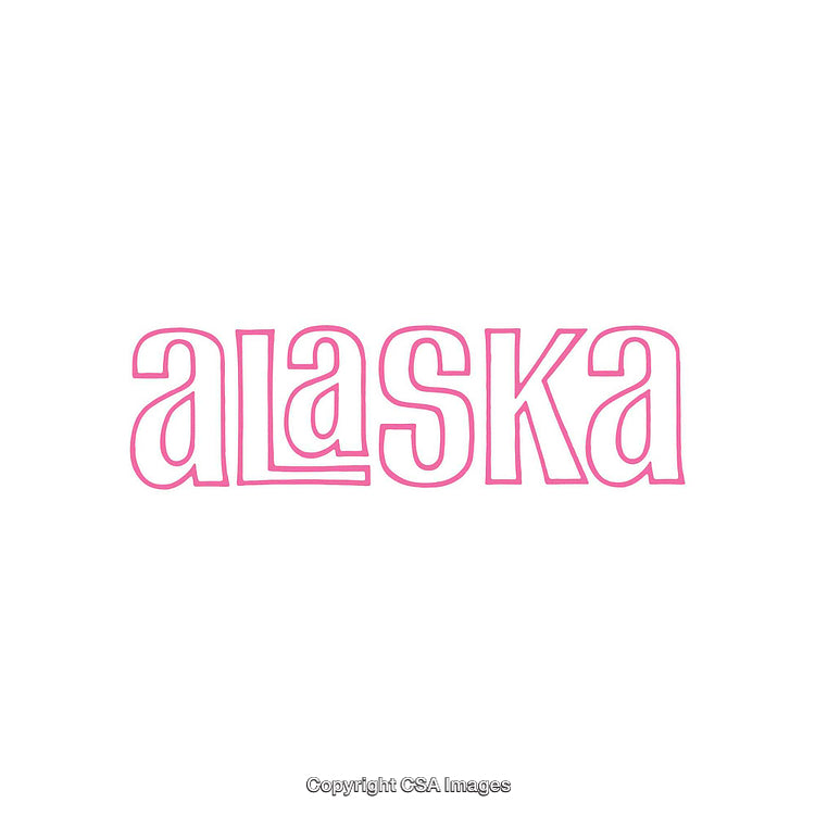 Minimalistic Pink Handwritten Alaska Text Illustration on White Background