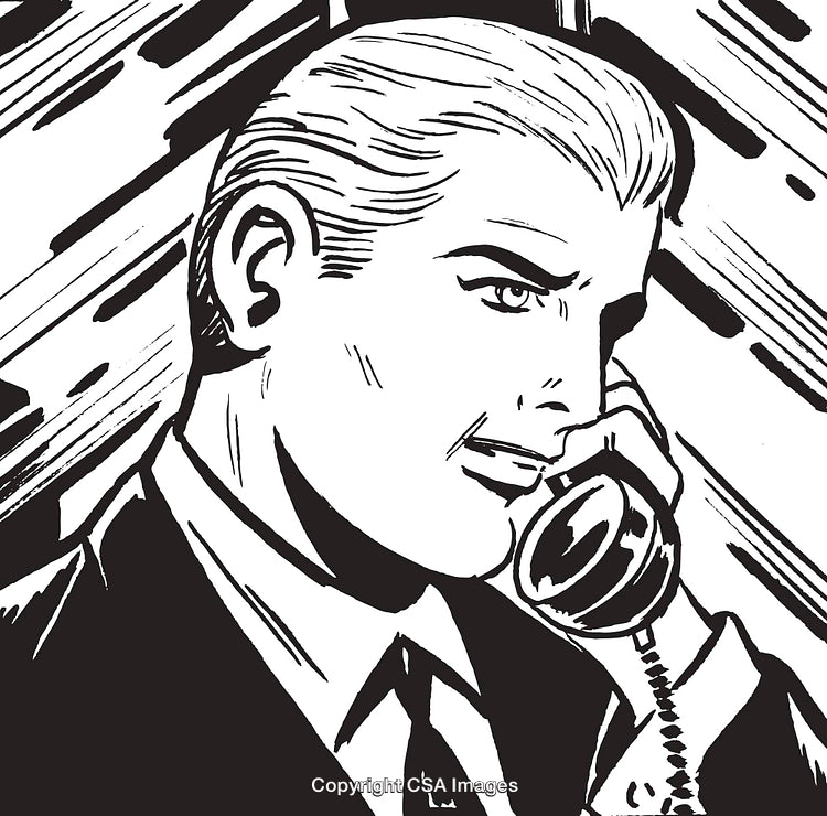 Vintage Illustration of a Businessman Speaking on a Telephone