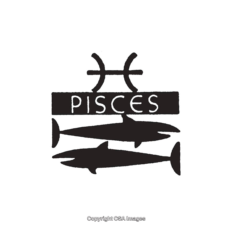 Illustration of Pisces Zodiac Symbol Featuring Two Fish in Line Art
